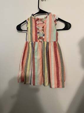 Wonder Nation Toddler Girls Multi-Color Striped Ruffle Sleeve Sundress